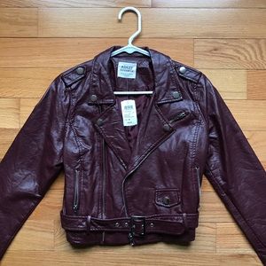 brand new maroon leather jacket